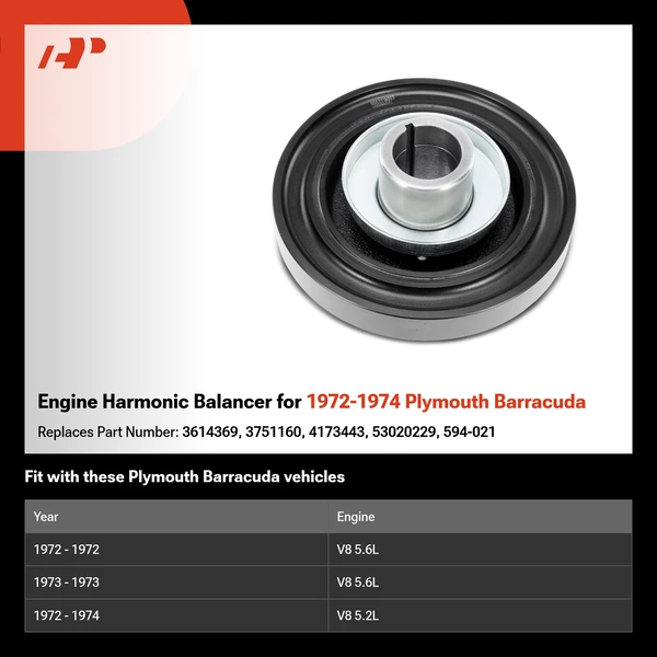 Engine Harmonic Balancer for 1972-1974 Plymouth Barracuda