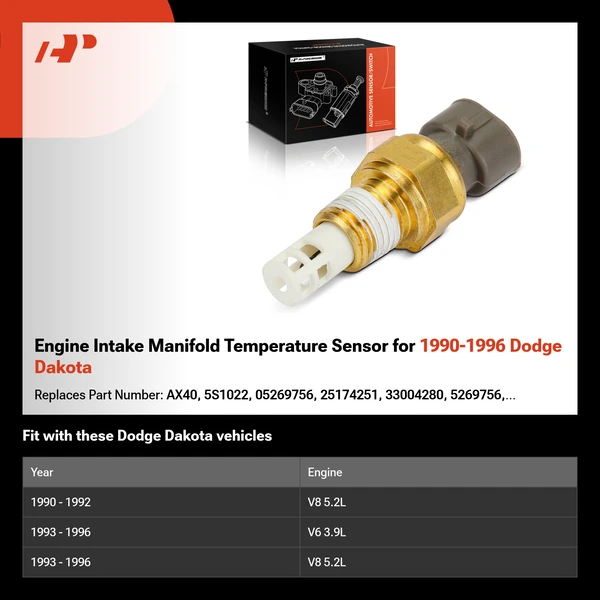 Engine Intake Manifold Temperature Sensor for 1990-1996 Dodge Dakota