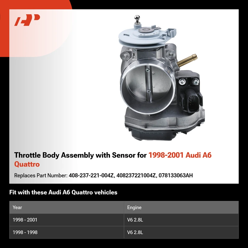 Throttle Body Assembly with Sensor for 1998-2001 Audi A6 Quattro