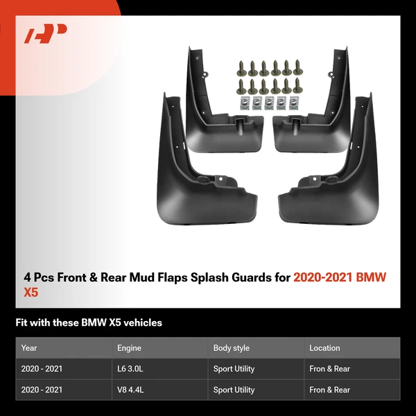 4 Pcs Front & Rear Mud Flaps Splash Guards for 2020-2021 BMW X5