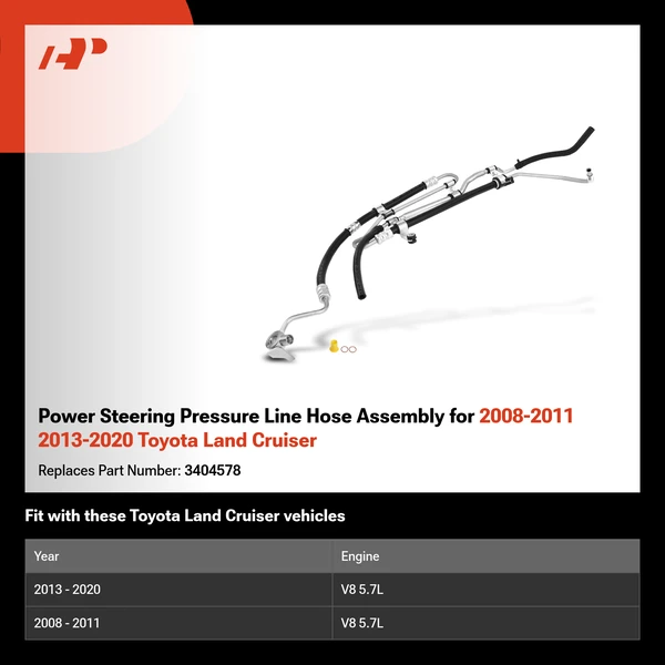 Power Steering Pressure Line Hose Assembly for 2008-2011 2013-2020 Toyota Land Cruiser