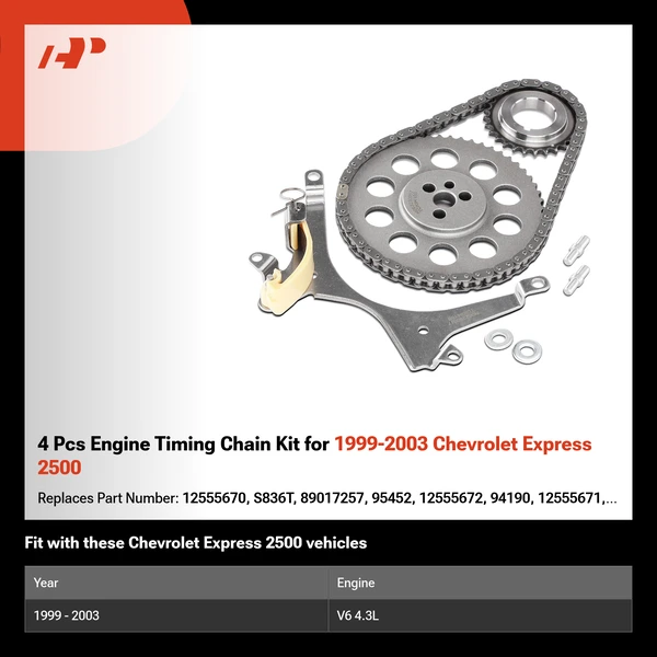 4 Pcs Engine Timing Chain Kit for 1999-2003 Chevrolet Express 2500
