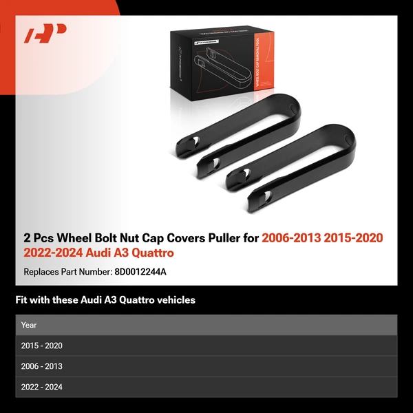 2 Pcs Wheel Bolt Nut Cap Covers Puller for 2006-2013 2015-2020 2022-2024 Audi A3 Quattro