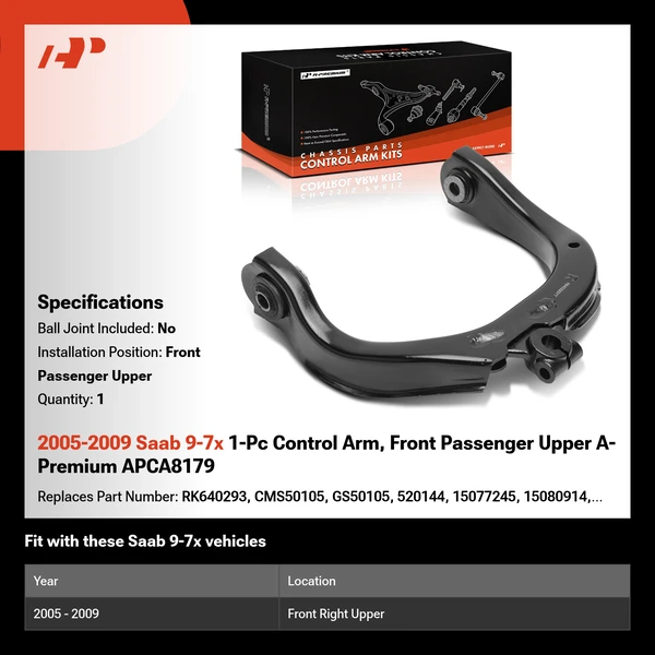 2005-2009 Saab 9-7x 1-Pc Control Arm, Front Passenger Upper A-Premium APCA8179