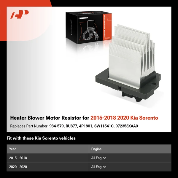Heater Blower Motor Resistor for 2015-2018 2020 Kia Sorento