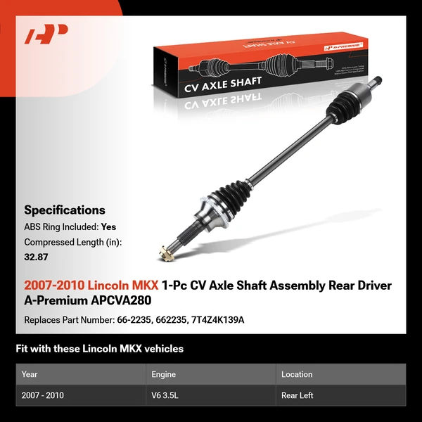 2007-2010 Lincoln MKX 1-Pc CV Axle Shaft Assembly Rear Driver A-Premium APCVA280