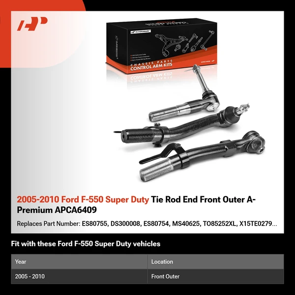 2005-2010 Ford F-550 Super Duty Tie Rod End Front Outer A-Premium APCA6409