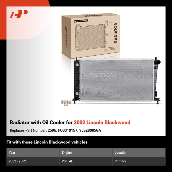 Radiator with Oil Cooler for 2002 Lincoln Blackwood