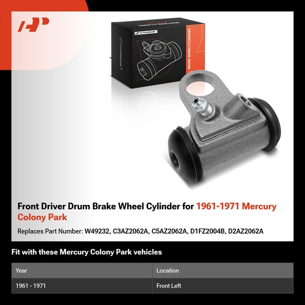 Front Driver Drum Brake Wheel Cylinder for 1961-1971 Mercury Colony Park