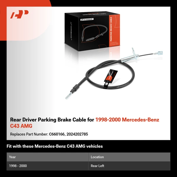 Rear Driver Parking Brake Cable for 1998-2000 Mercedes-Benz C43 AMG