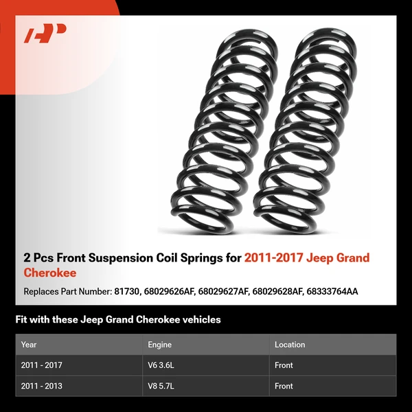 2 Pcs Front Suspension Coil Springs for 2011-2017 Jeep Grand Cherokee