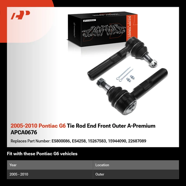 2005-2010 Pontiac G6 Tie Rod End Front Outer A-Premium APCA0676