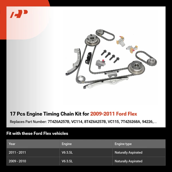17 Pcs Engine Timing Chain Kit for 2009-2011 Ford Flex