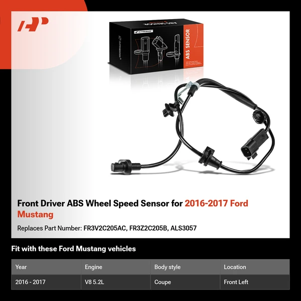 Front Driver ABS Wheel Speed Sensor for 2016-2017 Ford Mustang