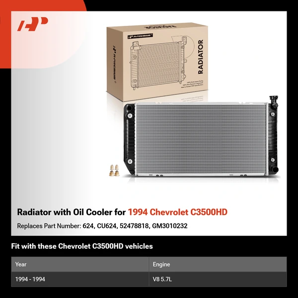 Radiator with Oil Cooler for 1994 Chevrolet C3500HD