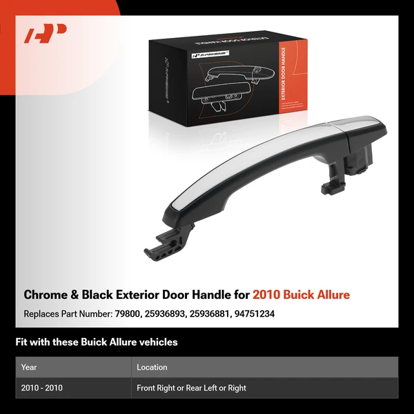 Chrome & Black Exterior Door Handle for 2010 Buick Allure