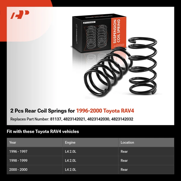 2 Pcs Rear Coil Springs for 1996-2000 Toyota RAV4