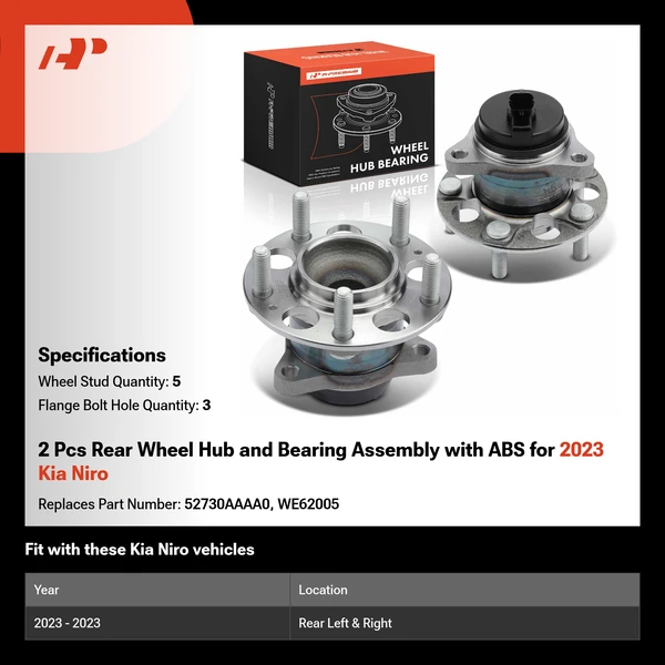 2 Pcs Rear Wheel Hub and Bearing Assembly with ABS for 2023 Kia Niro
