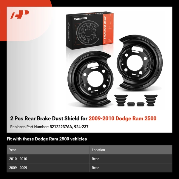 2 Pcs Rear Brake Dust Shield for 2009-2010 Dodge Ram 2500
