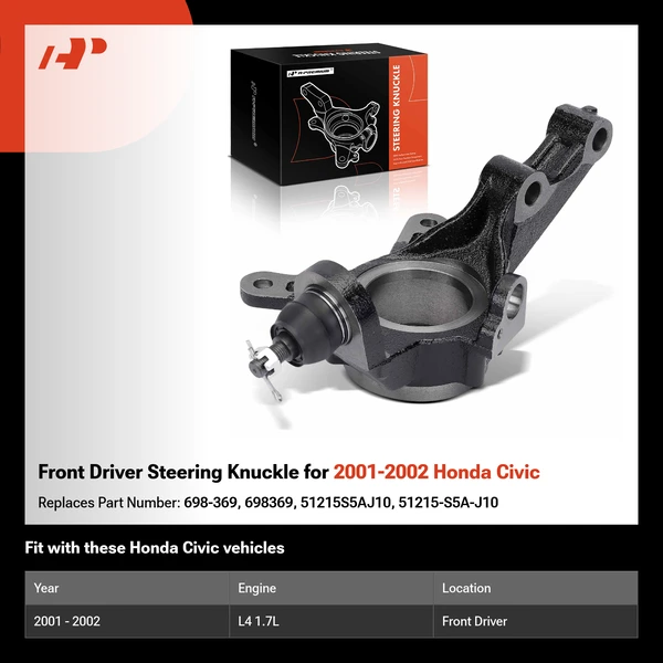 Front Driver Steering Knuckle for 2001-2002 Honda Civic