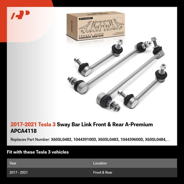 2017-2021 Tesla 3 Sway Bar Link Front & Rear A-Premium APCA4118