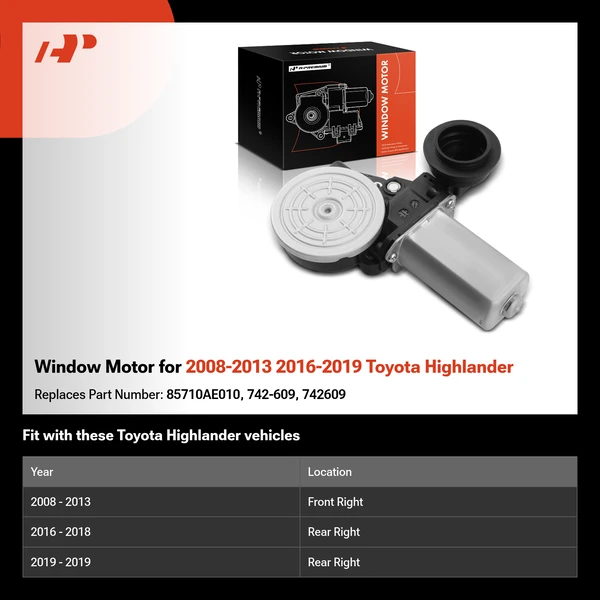 Window Motor for 2008-2013 2016-2019 Toyota Highlander