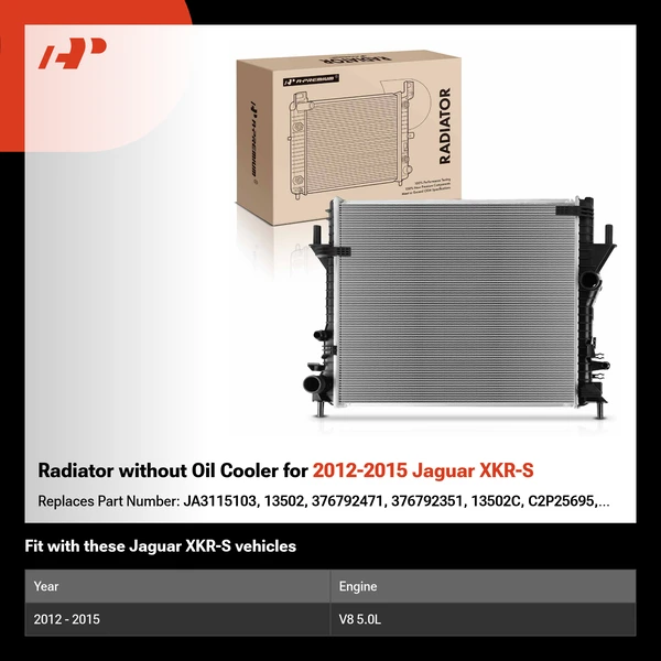 Radiator without Oil Cooler for 2012-2015 Jaguar XKR-S