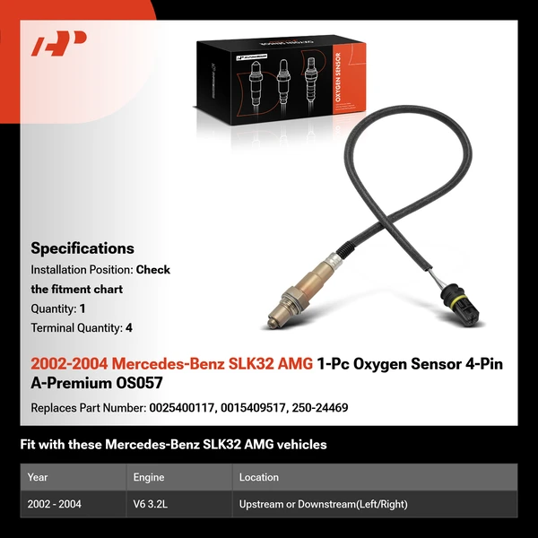 2002-2004 Mercedes-Benz SLK32 AMG 1-Pc Oxygen Sensor 4-Pin A-Premium OS057