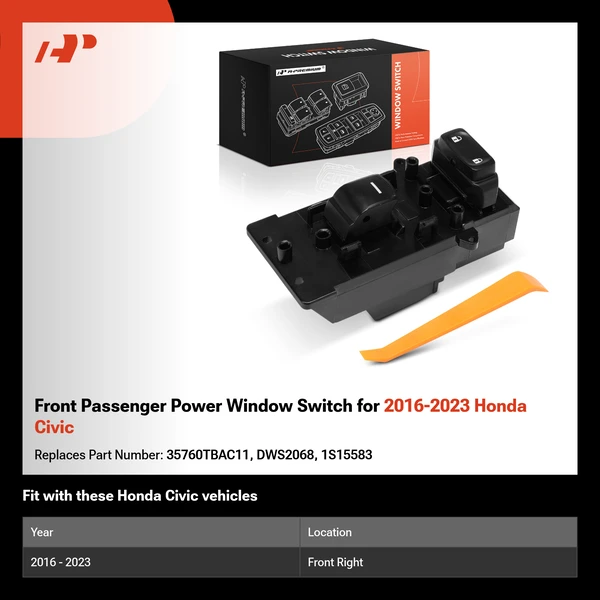 Front Passenger Power Window Switch for 2016-2023 Honda Civic