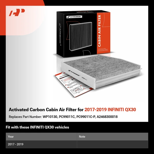 Activated Carbon Cabin Air Filter for 2017-2019 INFINITI QX30