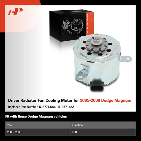 Driver Radiator Fan Cooling Motor for 2005-2008 Dodge Magnum