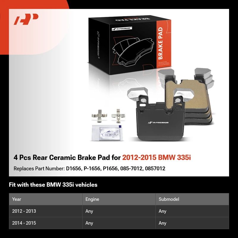 4 Pcs Rear Ceramic Brake Pad for 2012-2015 BMW 335i