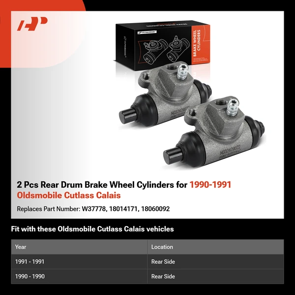 2 Pcs Rear Drum Brake Wheel Cylinders for 1990-1991 Oldsmobile Cutlass Calais