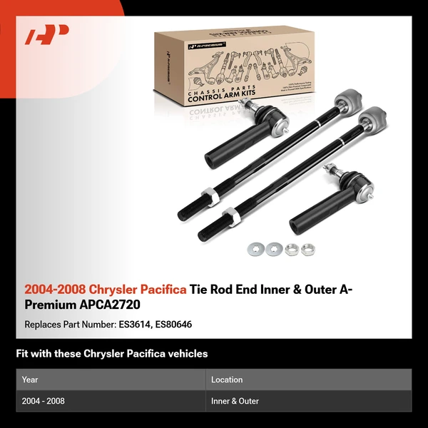 2004-2008 Chrysler Pacifica Tie Rod End Inner & Outer A-Premium APCA2720