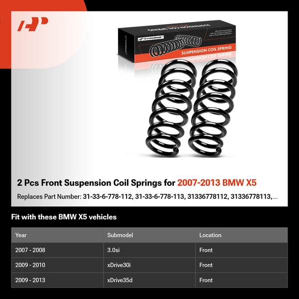 2 Pcs Front Suspension Coil Springs for 2007-2013 BMW X5
