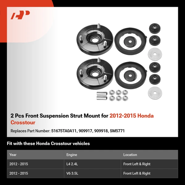 2 Pcs Front Suspension Strut Mount for 2012-2015 Honda Crosstour