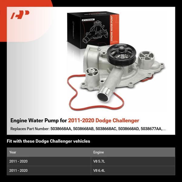 Engine Water Pump for 2011-2020 Dodge Challenger
