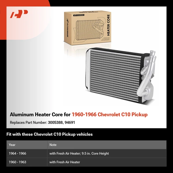 Aluminum Heater Core for 1960-1966 Chevrolet C10 Pickup