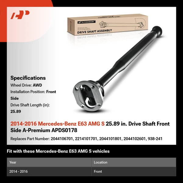 2014-2016 Mercedes-Benz E63 AMG S 25.89 in. Drive Shaft Front Side A-Premium APDS0178