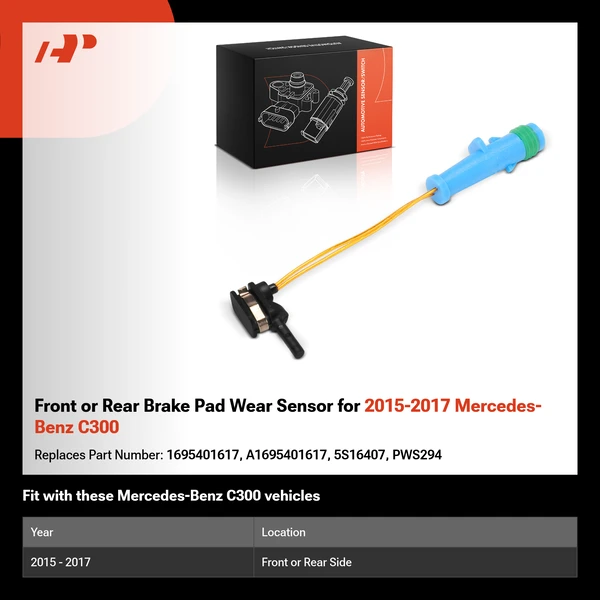 Front or Rear Brake Pad Wear Sensor for 2015-2017 Mercedes-Benz C300