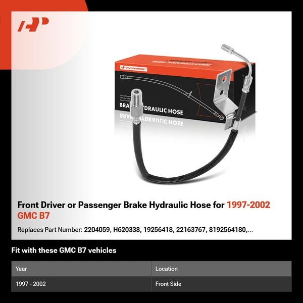 Front Driver or Passenger Brake Hydraulic Hose for 1997-2002 GMC B7
