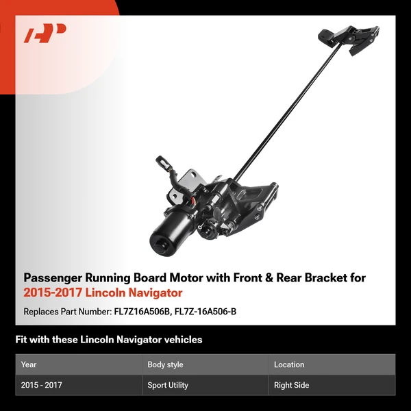 Passenger Running Board Motor with Front & Rear Bracket for 2015-2017 Lincoln Navigator
