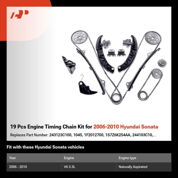 19 Pcs Engine Timing Chain Kit for 2006-2010 Hyundai Sonata