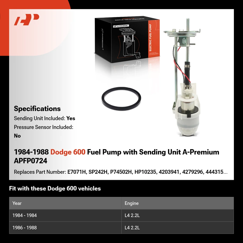 1984-1988 Dodge 600 Fuel Pump with Sending Unit A-Premium APFP0724