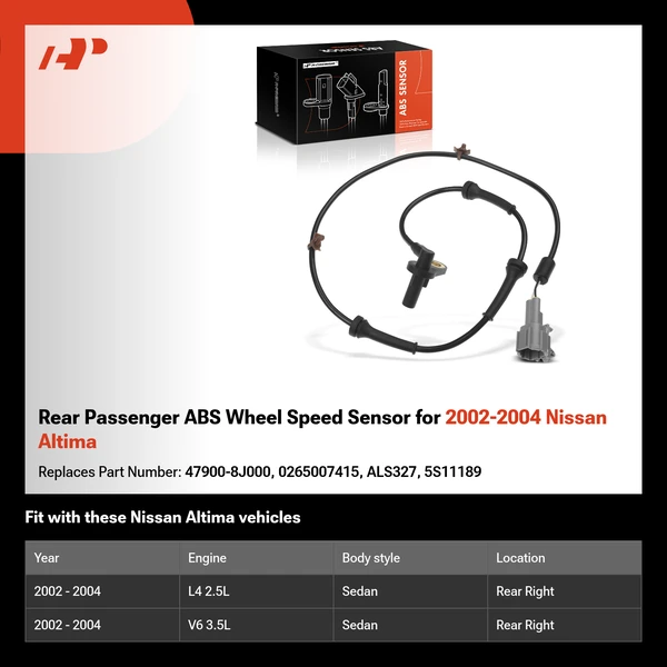 Rear Passenger ABS Wheel Speed Sensor for 2002-2004 Nissan Altima