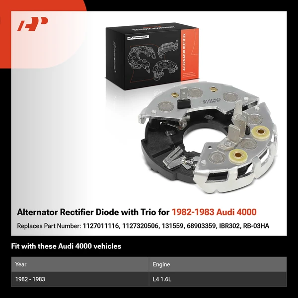 Alternator Rectifier Diode with Trio for 1982-1983 Audi 4000