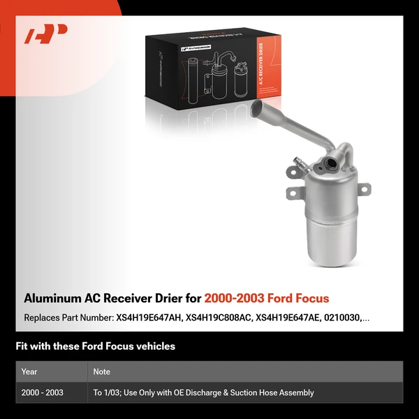 Aluminum AC Receiver Drier for 2000-2003 Ford Focus