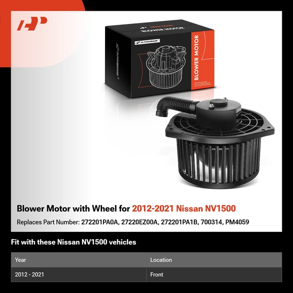 Blower Motor with Wheel for 2012-2021 Nissan NV1500