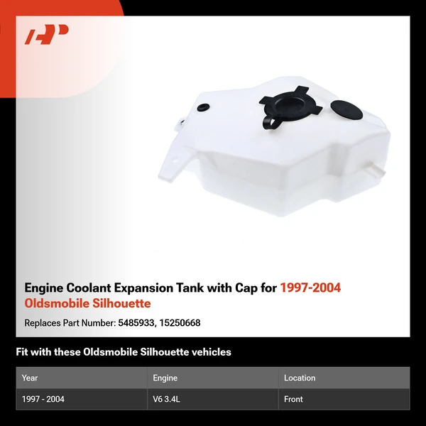 Engine Coolant Expansion Tank with Cap for 1997-2004 Oldsmobile Silhouette