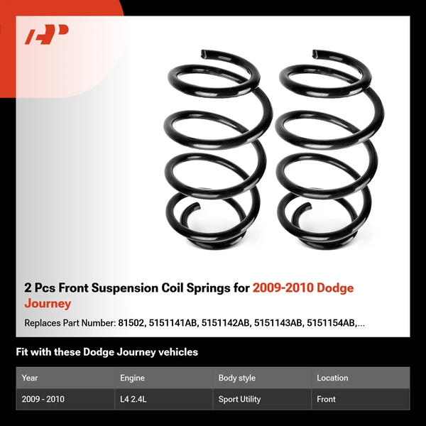 2 Pcs Front Suspension Coil Springs for 2009-2010 Dodge Journey
